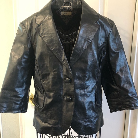June Jackets & Blazers - black moto leather 3/4 sleeve blazer size M